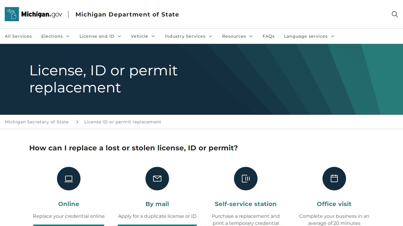 License, ID or permit replacement - Michigan
